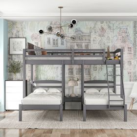 Full over Twin & Twin Bunk Bed,Triple Bunk Bed