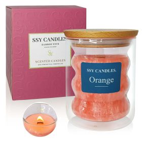 Orange Scented Candles for Home - Jar Candles 8.4 oz Burn Time 50+H- Wooden Wick Candles - Candles Gifts for Women