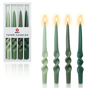 Spiral Taper Candle Green Candlesticks - Set of 4 Gedengni Colorful Tapered Candles Unscented Candle Sticks for Home DÃ©cor Weddings Festive Holiday