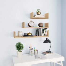 Wall Display Shelf 3 pcs Sonoma Oak Engineered Wood