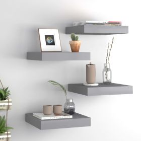 Floating Wall Shelves 4 pcs Gray 9.1"x9.3"x1.5" MDF