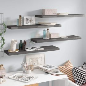 Floating Wall Shelves 4 pcs High Gloss Gray 35.4"x9.3"x1.5" MDF