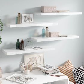 Floating Wall Shelves 4 pcs High Gloss White 31.5"x9.3"x1.5" MDF