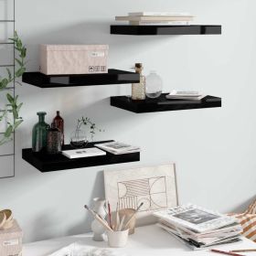 Floating Wall Shelves 4 pcs High Gloss Black 15.7"x9.1"x1.5" MDF