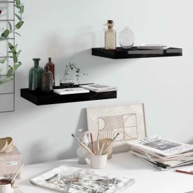 Floating Wall Shelves 2 pcs High Gloss Black 15.7"x9.1"x1.5" MDF