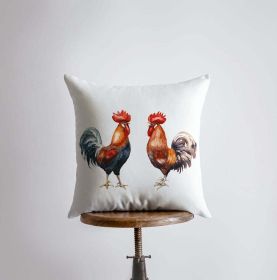 Watercolor Roosters | Gifts | Brid Prints | Bird Decor |Accent Pillow Covers | Throw Pillow Covers | Pillow | Room Decor | Bedroom Decor (Cover & Insert: Cover only, Dimensions: 14x14)