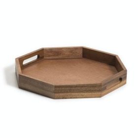 Octagon Serving Tray - 15 (Color: Brown, Material: Acacia Wood)