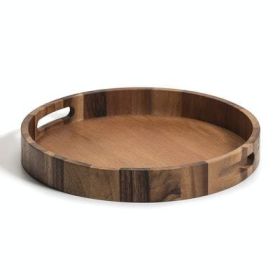 Round Serving Tray -15 (Color: Brown, Material: Acacia Wood)