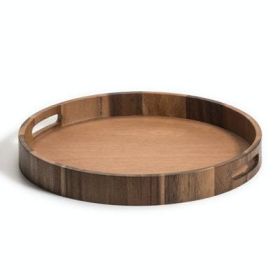 Round Serving Tray -17 (Color: Brown, Material: Acacia Wood)