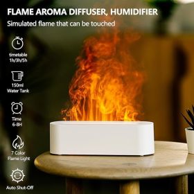 Flame Essential Oil Diffusers, Upgrade 7 Colour Lights Aromatherapy Diffuser, Oil Diffuser, Air Humidifier, Aroma Diffusers For Home, Bedroom, Office (Color: White)